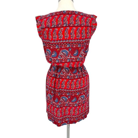 Ann Taylor Loft Paisley Print Sleeveless Dress Red Blue Size Small - Picture 9 of 12